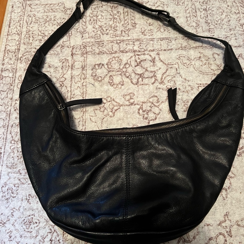 Black Leather Hobo Bag
